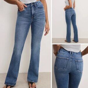 Good American Good Classic Bootcut Compression Blue Jeans Indigo254 Size 18